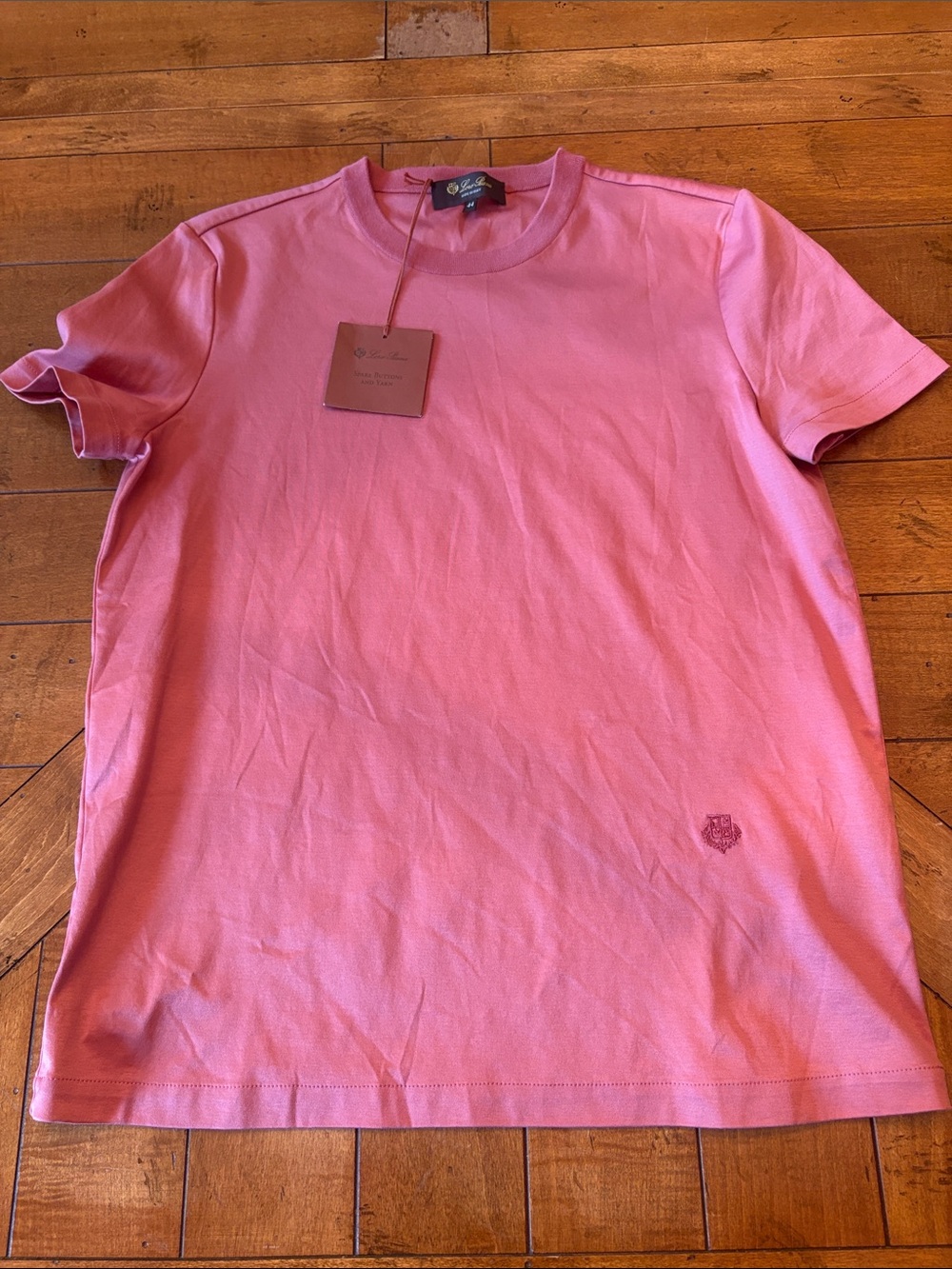Loro Piana Men's Pink Crewneck T-Shirt - Classic Short Sleeve